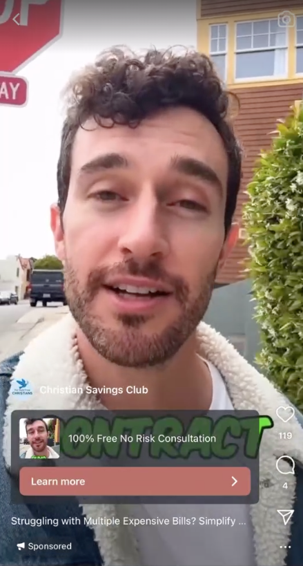 Screenshot from a Christian Savings Club social media advertisement