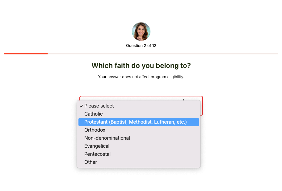 Christian Savings Club questionnaire asking about faith and sources of hope and strength