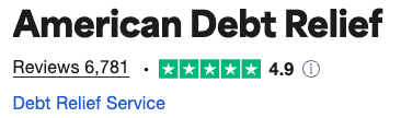 American Debt Relief 4.9 star rating on TrustPilot