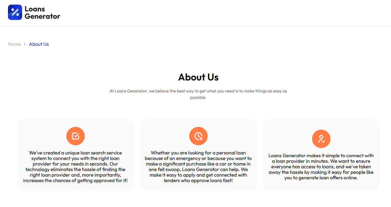 Picture of Loans Generator about us page