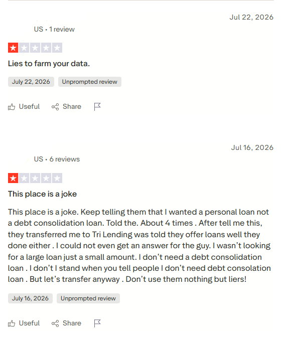 Negative Pennie Trustpilot reviews alleging data farming and unwanted transfers