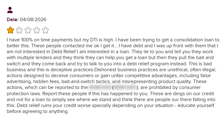 Negative Symple Lending BBB review alleging the company was not providing a loan