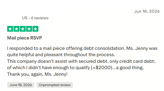 Five-star One Path Financial Trustpilot review praising a helpful representative