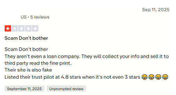 One-star One Path Financial Trustpilot review describing a fifty-minute customer service wait